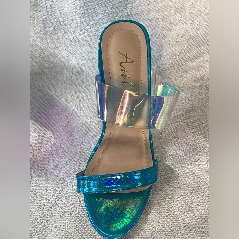European Stylish Transparent High Heel Sandals - Slate Blue